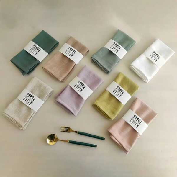 Șervețele din bumbac și in, reutilizabile, 40 x 40 cm - Alb