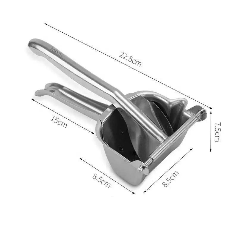 Storcător manual metalic cu specificații dimensionale: 22.5 cm lungime, 8.5 cm lățime, 7.5 cm înălțime