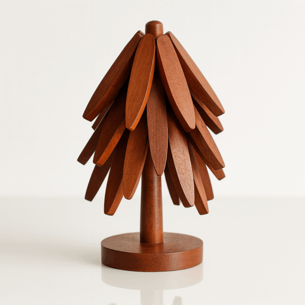 Set suporturi din lemn pentru vase fierbinți, model brăduț decorativ, design nordic minimalist