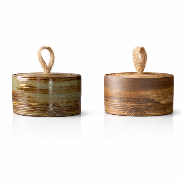 Recipient ceramic IVOSA cu capac, pentru depozitarea ceaiului, mirodeniilor sau fructelor uscate, design natural