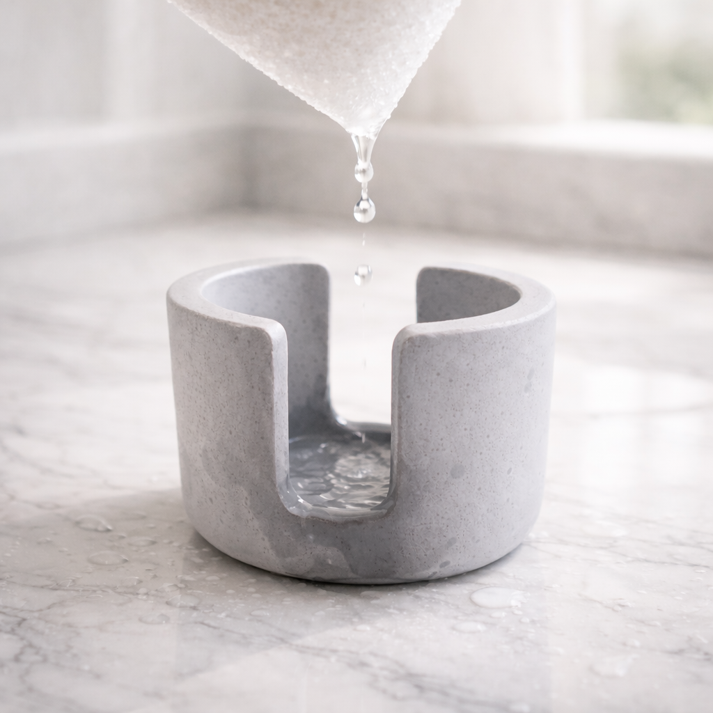 Absorbție rapidă a apei – diatomit natural Suport burete vase din diatomit gri deschis care absoarbe rapid apa