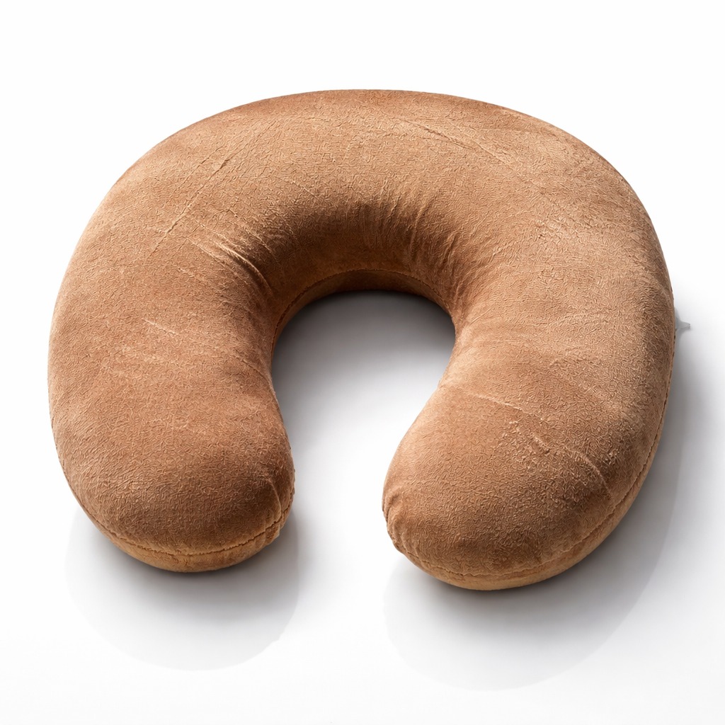 Pernă cervicală ergonomică bej pentru susținerea gâtului și confort